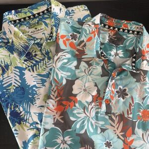 2 Lot Tattoo Golf Polo Shirts Mens S Aloha Collection Floral Tropical Skull
